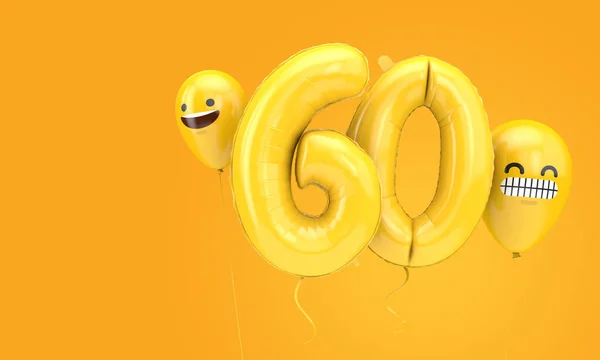 Palloncino Numero Compleanno Con Faccine Emoji Palloncini Render — Foto Stock