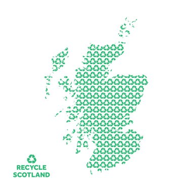 İskoçya haritası geri dönüşüm sembolünden yapıldı. Çevre kavramı