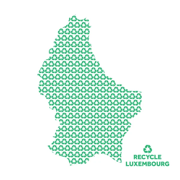 Mapa do Luxemburgo feito a partir de símbolo de reciclagem. Conceito ambiental —  Vetores de Stock