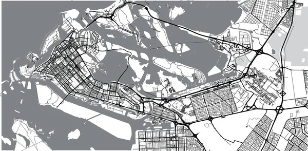 Mappa urbana di Abu Dhabi, Emirati Arabi Uniti — Vettoriale Stock