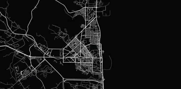 Mapa da cidade de vetor urbano de Fujairah, Emirados Árabes Unidos — Vetor de Stock