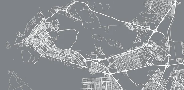 Mapa urbano de Abu Dhabi, Emiratos Árabes Unidos — Archivo Imágenes Vectoriales