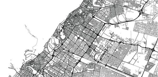 Mapa urbano de Shaejah, Emiratos Árabes Unidos — Vector de stock