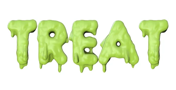 Ставтеся до слова, зробленого з зеленого хеллоуїна з написання слизу. 3D рендеринг — стокове фото