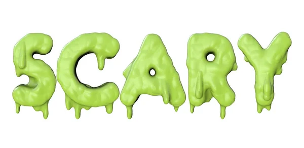 Scary word made from green halloween slime lettering. 3D Render — Stock Photo, Image