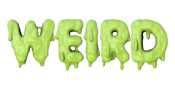 Странное слово, сделанное из зеленых букв на Хэллоуине. 3D Render — стоковое фото