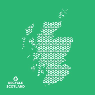 İskoçya haritası geri dönüşüm sembolünden yapıldı. Çevre kavramı