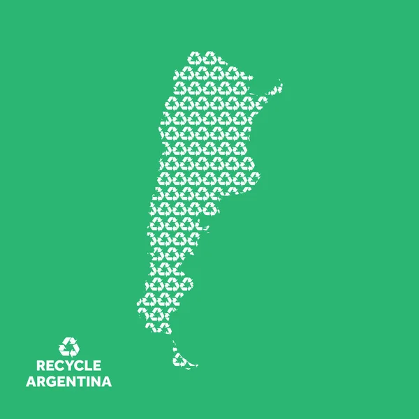 Argentina mapa feito a partir de símbolo de reciclagem. Conceito ambiental — Vetor de Stock