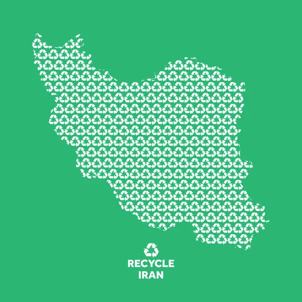 Mapa do Irão feito a partir do símbolo de reciclagem. Conceito ambiental — Vetor de Stock