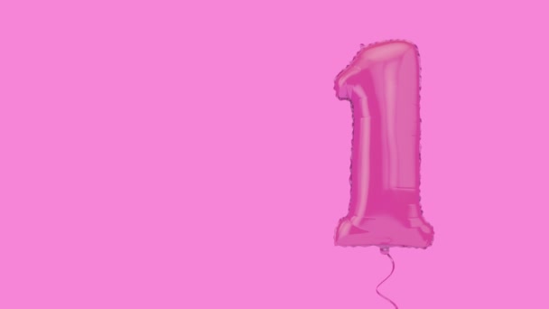 Número um aniversário de hélio festa fundo balão celebração. Renderização 3D — Vídeo de Stock