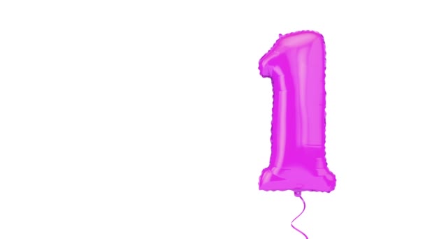 Nummer één helium verjaardagsfeest viering ballon achtergrond. 3d Rendering — Stockvideo