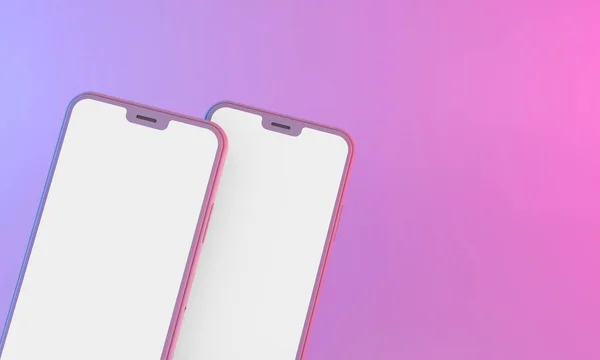 Smartphone mockup med blank vit skärm med neonbelysning. 3d Uppsägning — Stockfoto