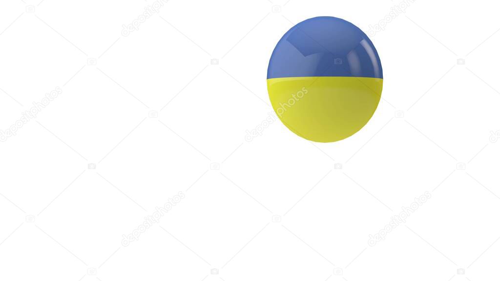 Ukraine flag bouncing ball on a white background. 3D Render