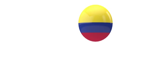 Kolumbijská vlajka poskakující míč na bílém pozadí. 3D vykreslení — Stock video