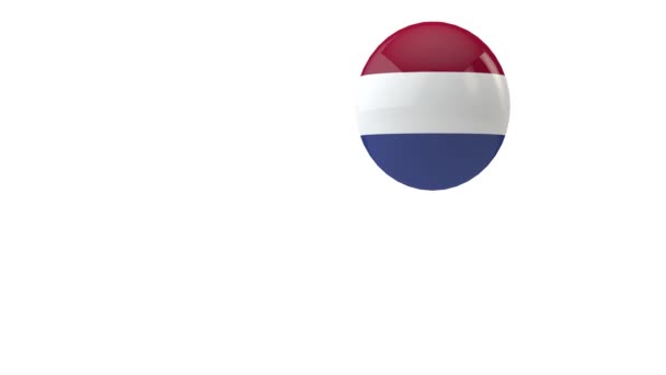 Nizozemská vlajka skákající míč na bílém pozadí. 3D vykreslení — Stock video