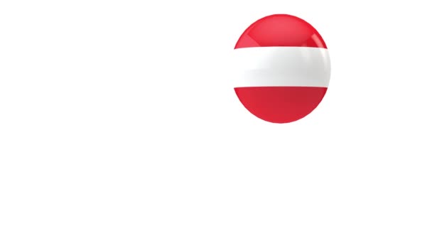 Österreich-Fahne hüpfender Ball auf weißem Hintergrund. 3D-Darstellung — Stockvideo