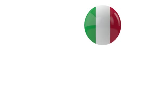 Bandera de Italia rebotando sobre un fondo blanco. Renderizado 3D — Vídeo de stock