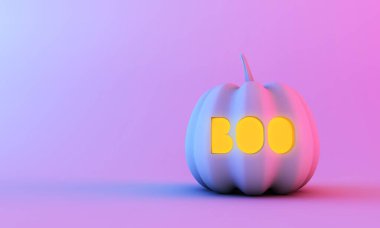 Cadılar Bayramı balkabağı ve Boo 'nun parlak kesimi. 3d Hazırlama