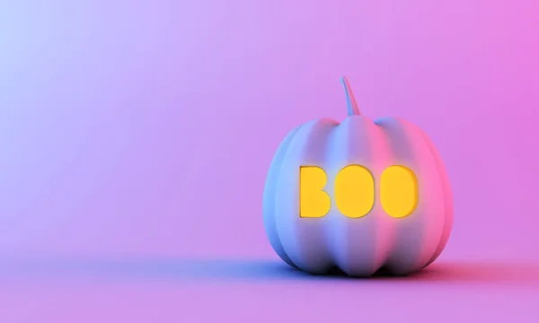 Calabaza de Halloween con Boo recorte brillante. Renderizado 3D — Foto de Stock