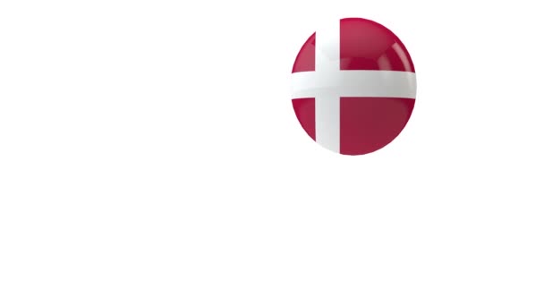 Danimarka bayrağı beyaz arka planda zıplıyor. 3d Hazırlama — Stok video