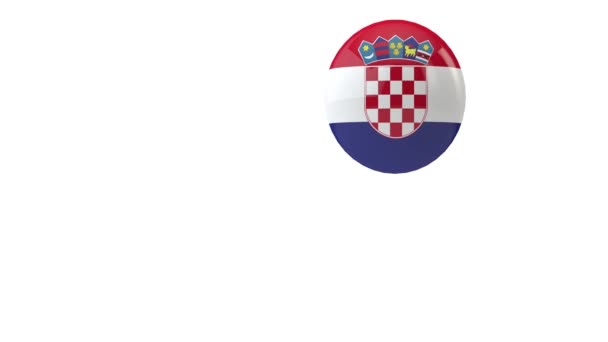 Kroatische Flagge hüpfender Ball auf weißem Hintergrund. 3D-Darstellung — Stockvideo