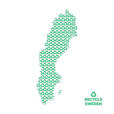 İsveç haritası geri dönüşüm sembolünden yapılmış. Çevre kavramı