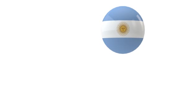 Bandera de Argentina rebotando sobre fondo blanco. Renderizado 3D — Vídeo de stock