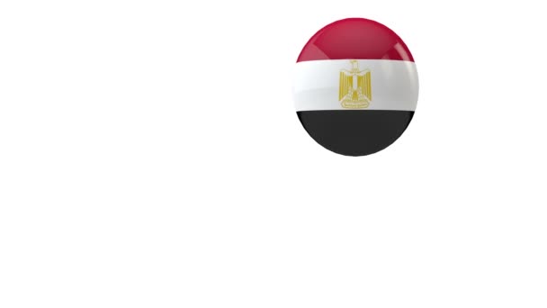Ägyptische Flagge hüpfender Ball auf weißem Hintergrund. 3D-Darstellung — Stockvideo