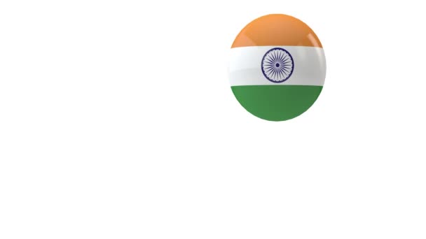 Bandera de la India rebotando sobre un fondo blanco. Renderizado 3D — Vídeo de stock