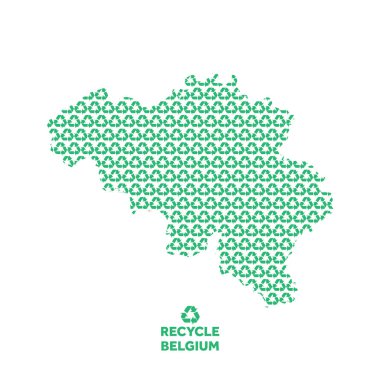 Geri dönüşüm sembolünden yapılmış Belçika haritası. Çevre kavramı