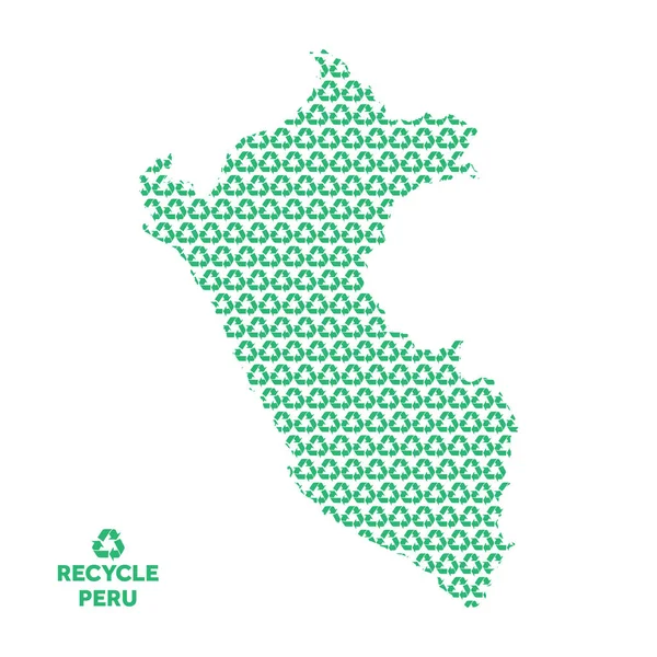 Peru mapa feito a partir de símbolo de reciclagem. Conceito ambiental — Vetor de Stock