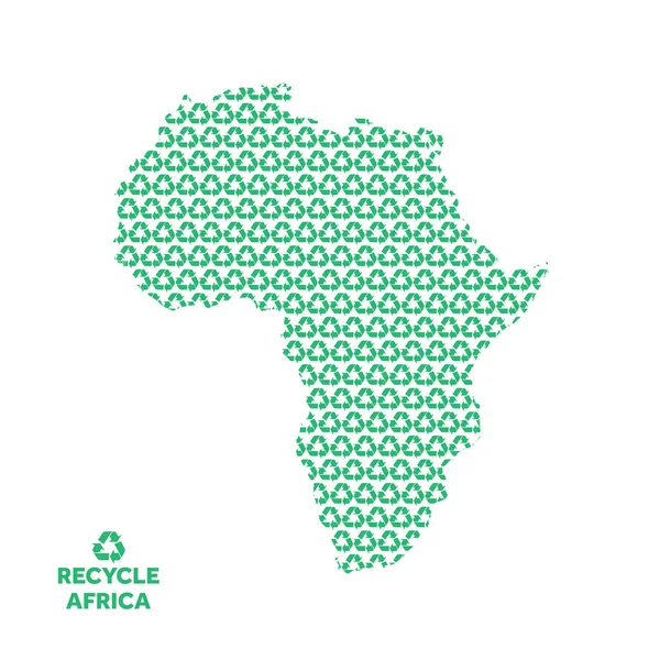 リサイクルのシンボルで作られたアフリカマップ。環境概念 — ストックベクタ