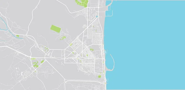 Mapa urbano de Fujairah, Emiratos Árabes Unidos — Vector de stock