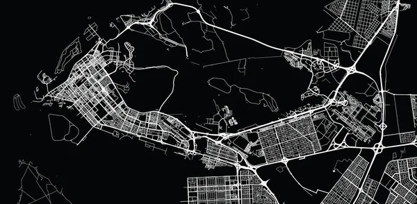 Mapa urbano de Abu Dhabi, Emiratos Árabes Unidos — Vector de stock