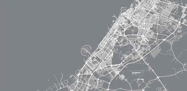 Mapa da cidade de vetor urbano de Dubai, Emirados Árabes Unidos — Vetor de Stock