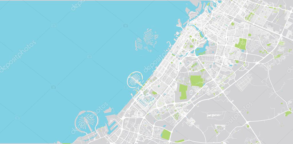 Urban vector city map of Dubai, United Arab Emirates