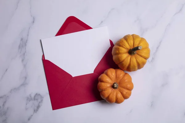 Tarjeta en blanco y sobre de Halloween y Acción de Gracias — Foto de Stock