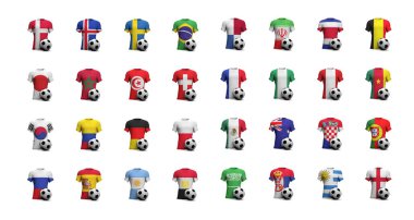 Milli bayraklı futbol takımı tişörtleri.