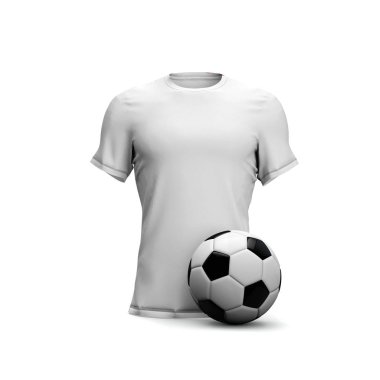 Futbol toplu beyaz futbol tişörtü. 3d Hazırlama