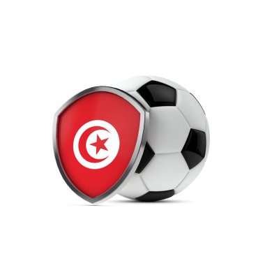 Futbol topuyla Tunus ulusal bayrak kalkanı. 3d Hazırlama