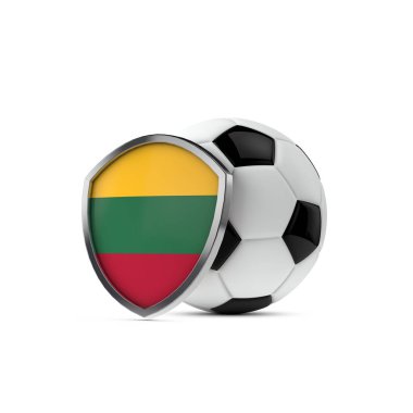 Futbol topuyla Litvanya ulusal bayrak kalkanı. 3d Hazırlama
