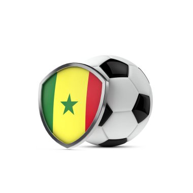 Senegal milli kalkanı ve futbol topu. 3d Hazırlama
