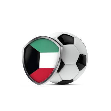 Futbol topuyla Kuveyt ulusal bayrak kalkanı. 3d Hazırlama