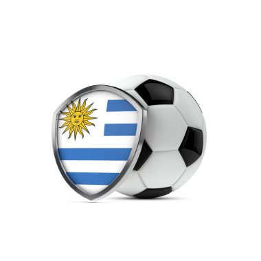 Futbol topuyla Uruguay ulusal bayrak kalkanı. 3d Hazırlama