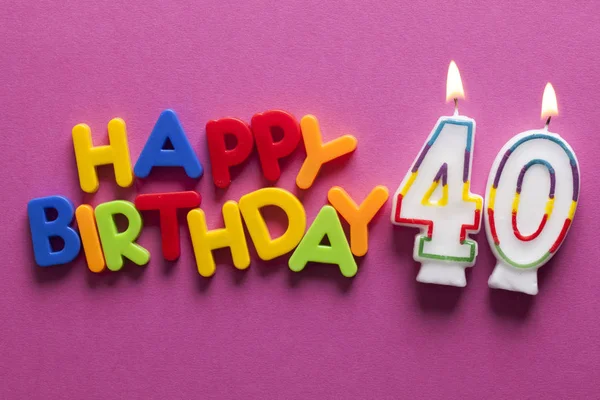 Číslo 40 Happy birthday celebration candle — Stock fotografie
