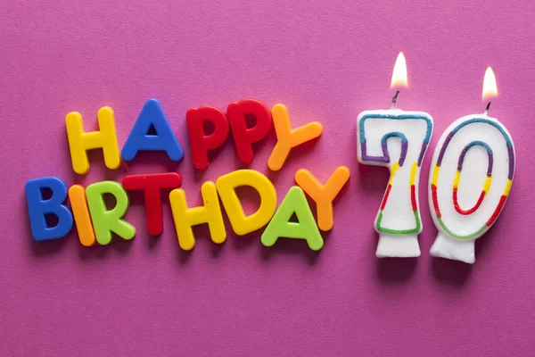 Número 70 feliz cumpleaños celebración vela — Foto de Stock