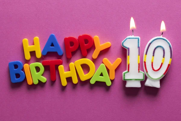 Número 10 feliz cumpleaños celebración vela — Foto de Stock