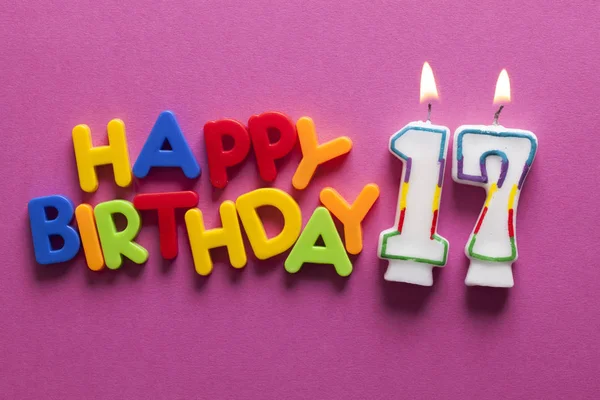 Number 17 happy birthday celebration candle