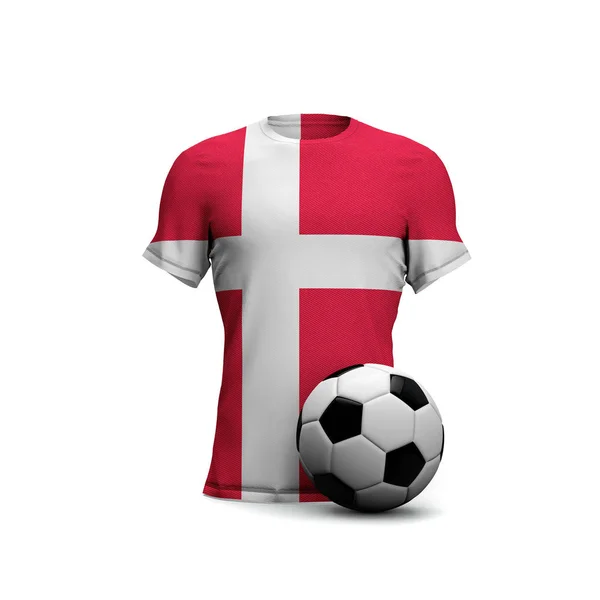 Danmark fotboll skjorta med nationell flagga och fotboll. Förordn. — Stockfoto