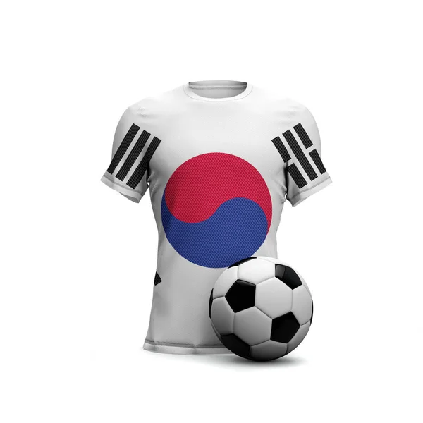 South Korea soccer shirt with national flag and football ball.